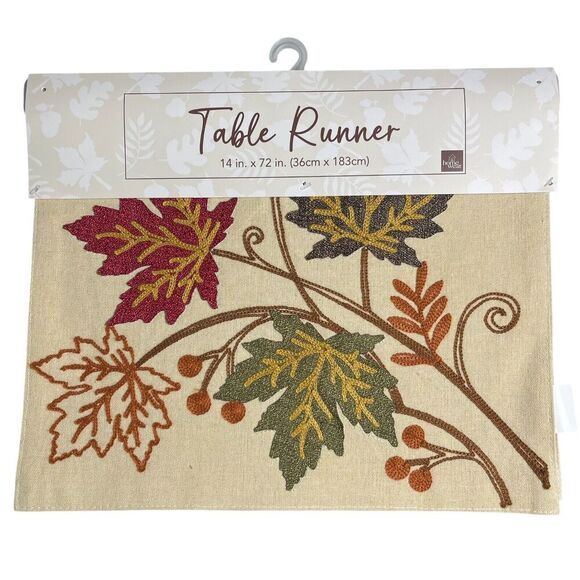Thanksgiving Rectangle Table Runner 14" x 72" Harvest Fall Appliqué Embroidered